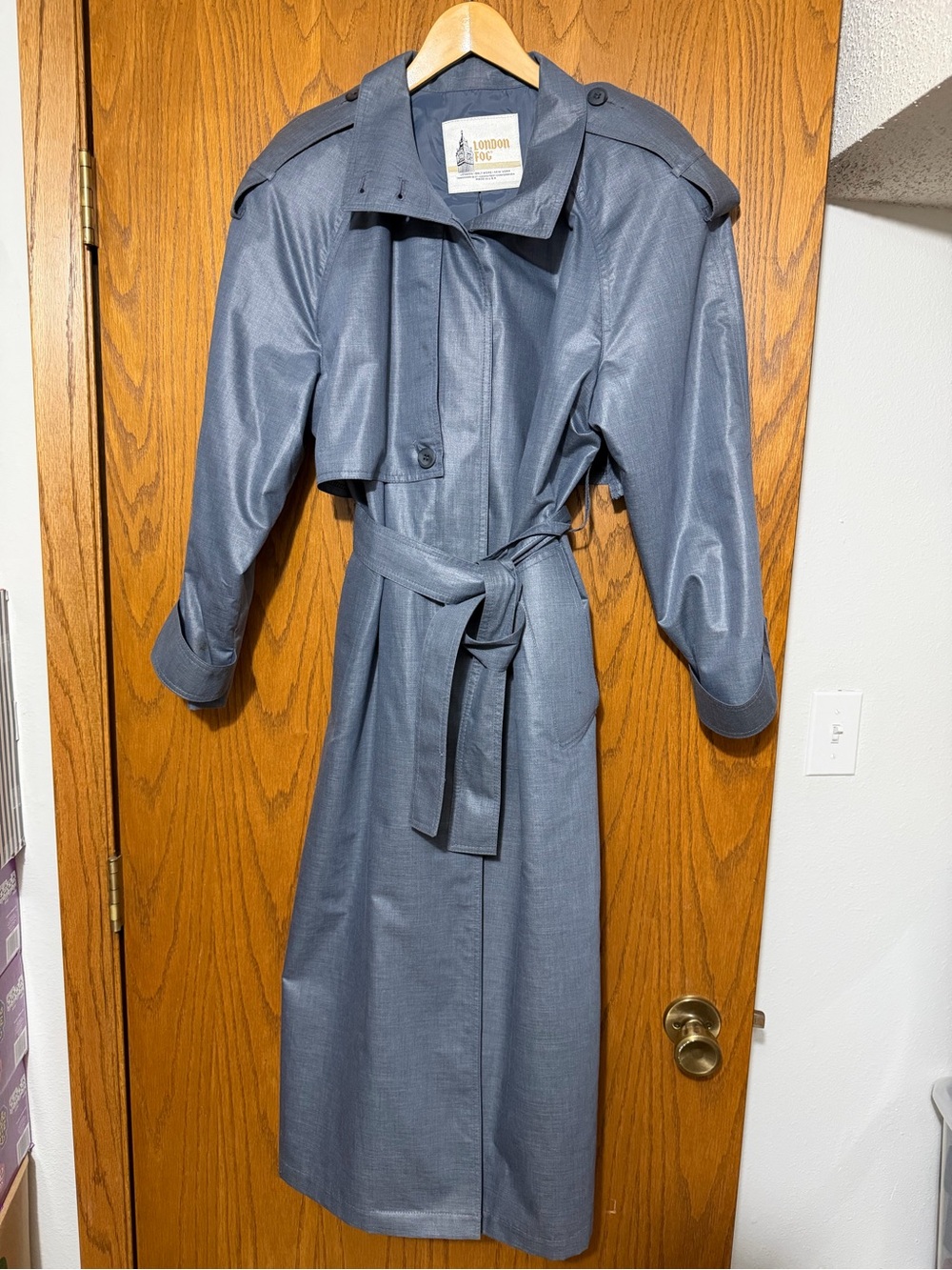 London Fog Slate Blue Trench Coat with Belt